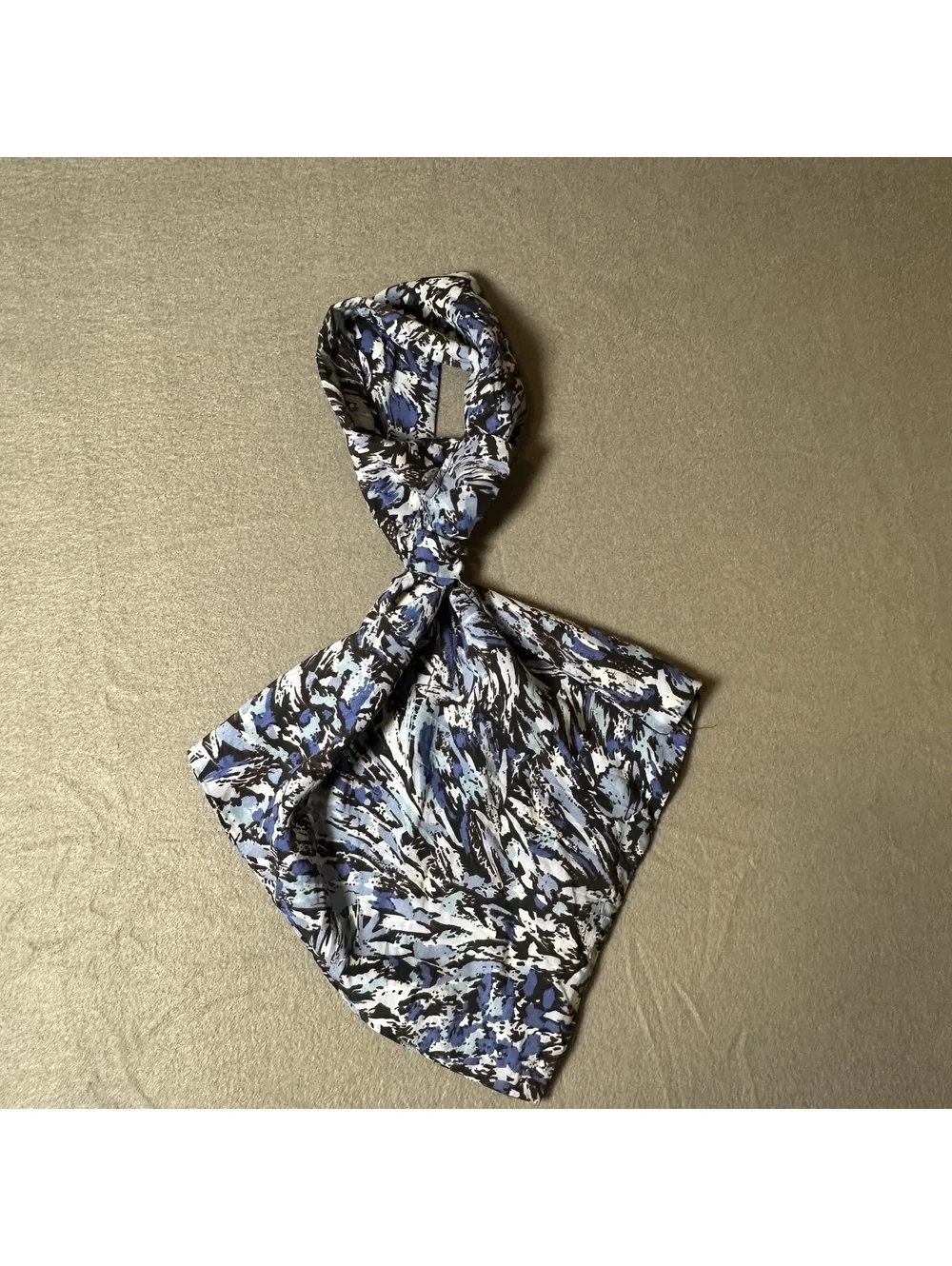 Blue, Black, & White Abstract Patterned Scarf